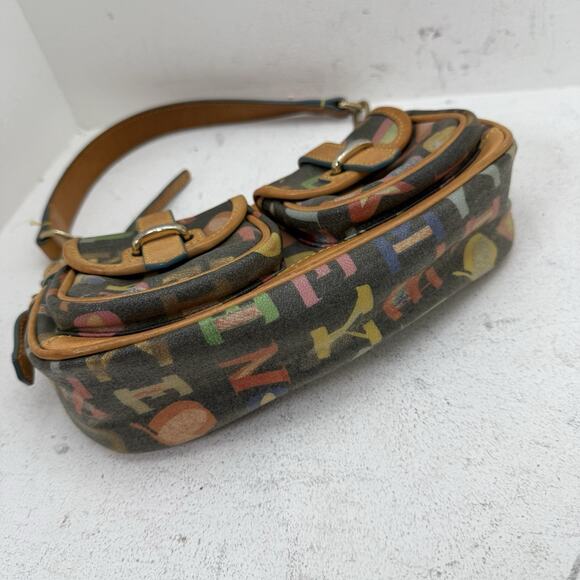 Dooney & Bourke It Bag Y2K Multicolor Logo Canvas Baguette Shoulder Bag Doodle - Picture 7 of 13